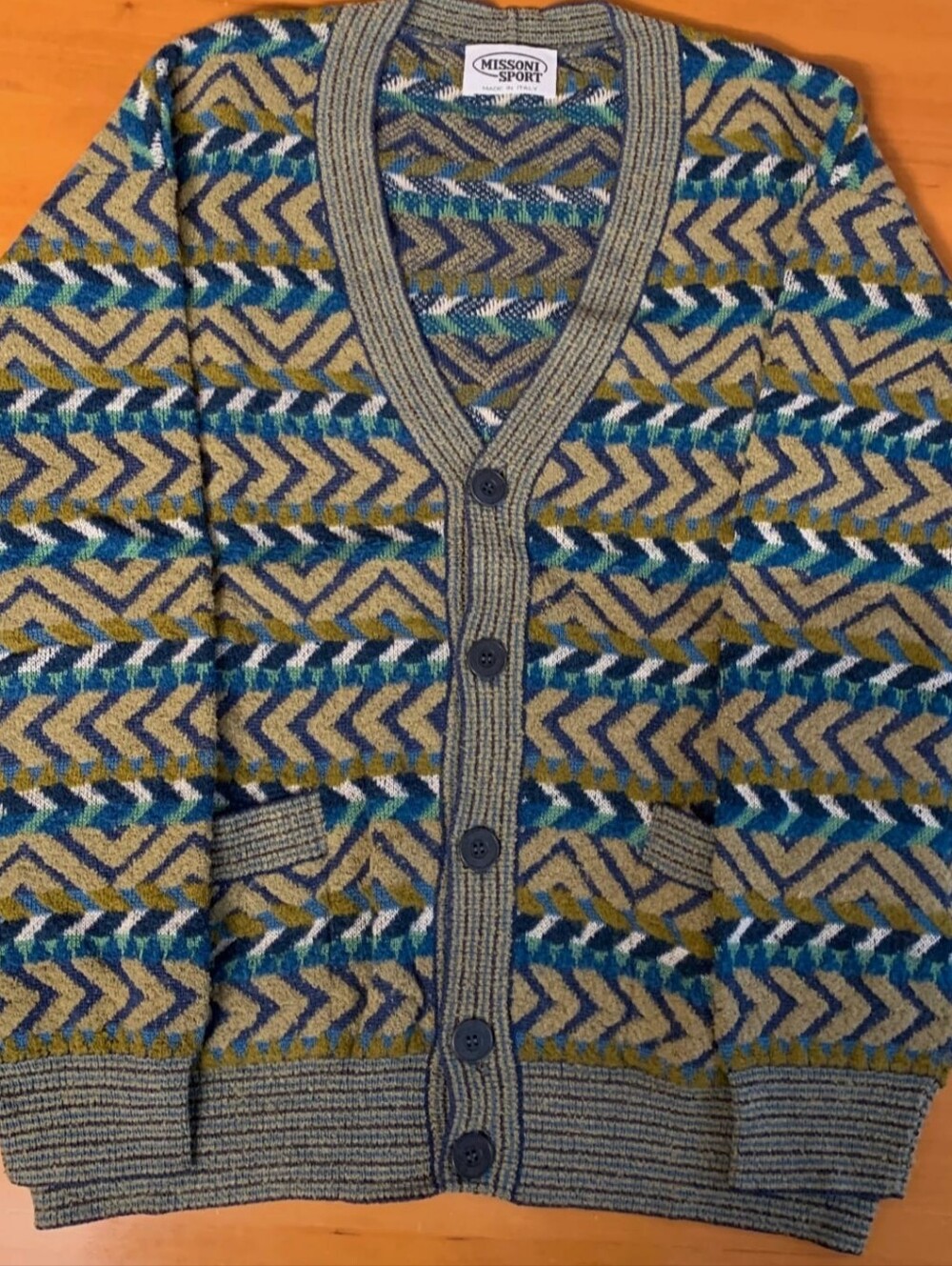Missoni Multicolor Geometric Knit Cardigan - Blue & Olive